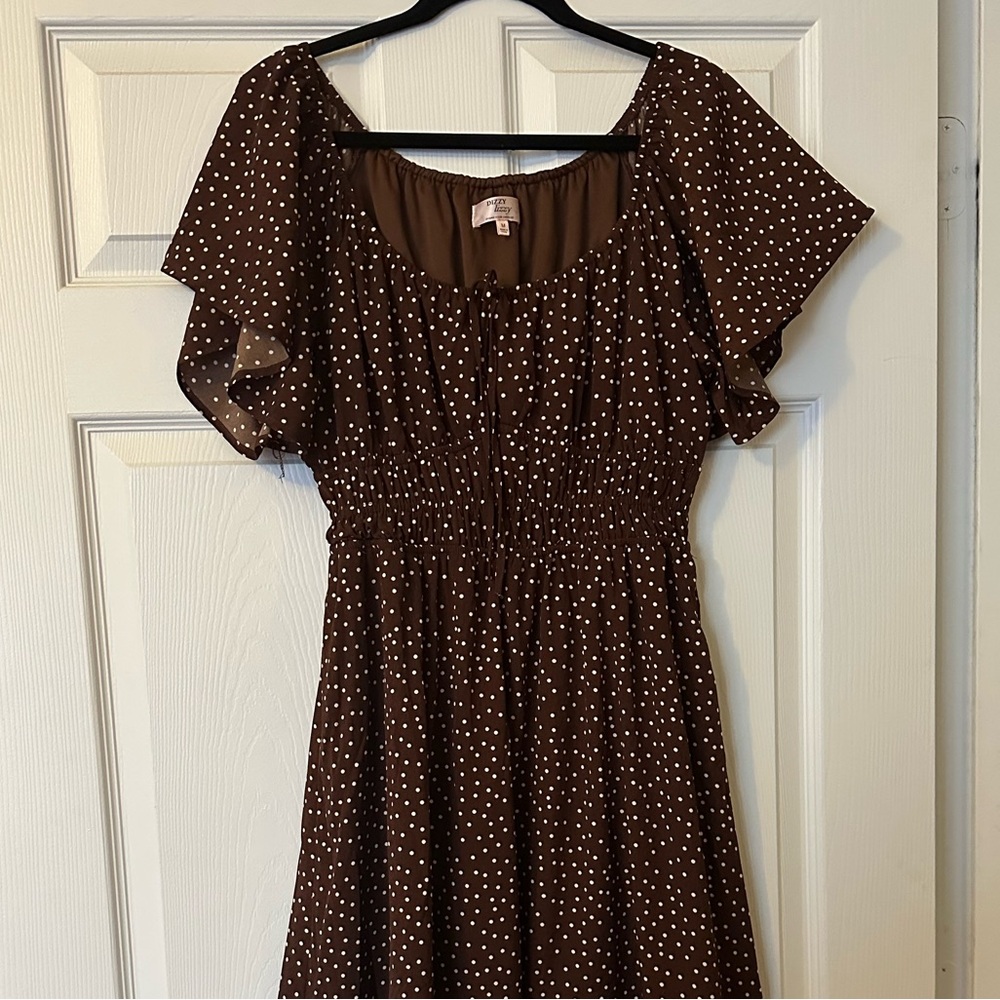 Dizzy Lizzy Brown Polka Dot Dress